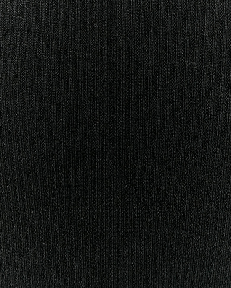 Maxi Knitted Dress with Slit | Black