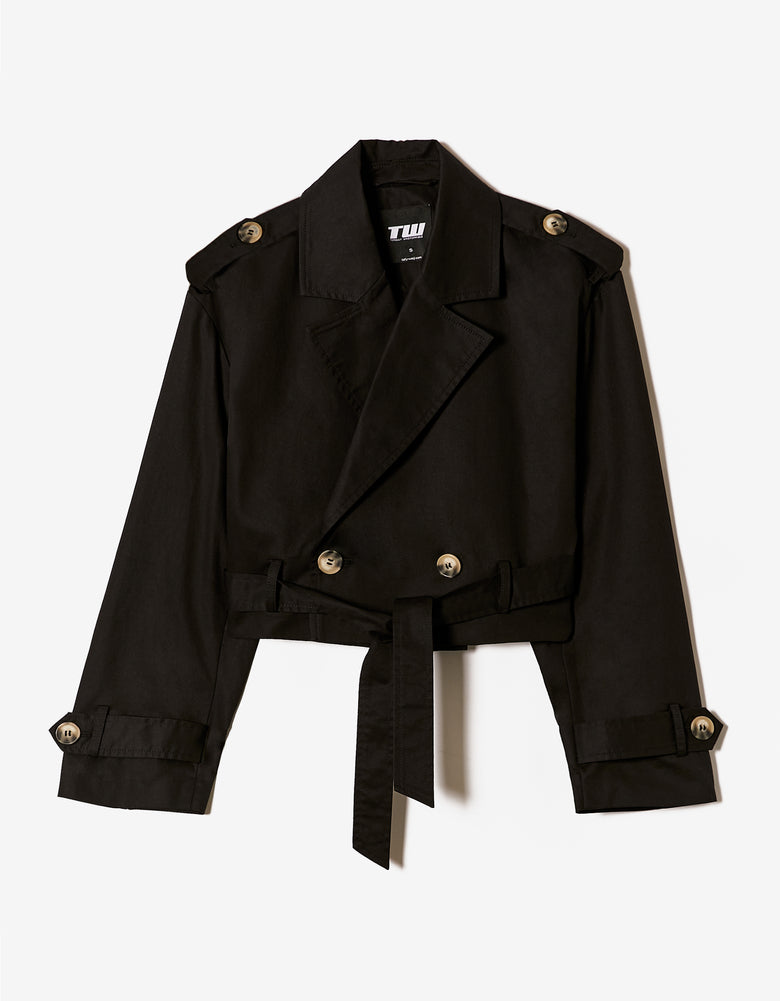 Cropped Trench | Black