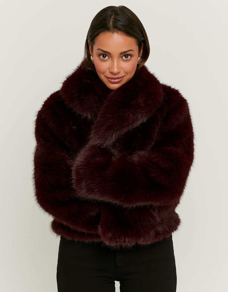 Faux Fur Jacket | Bordeau