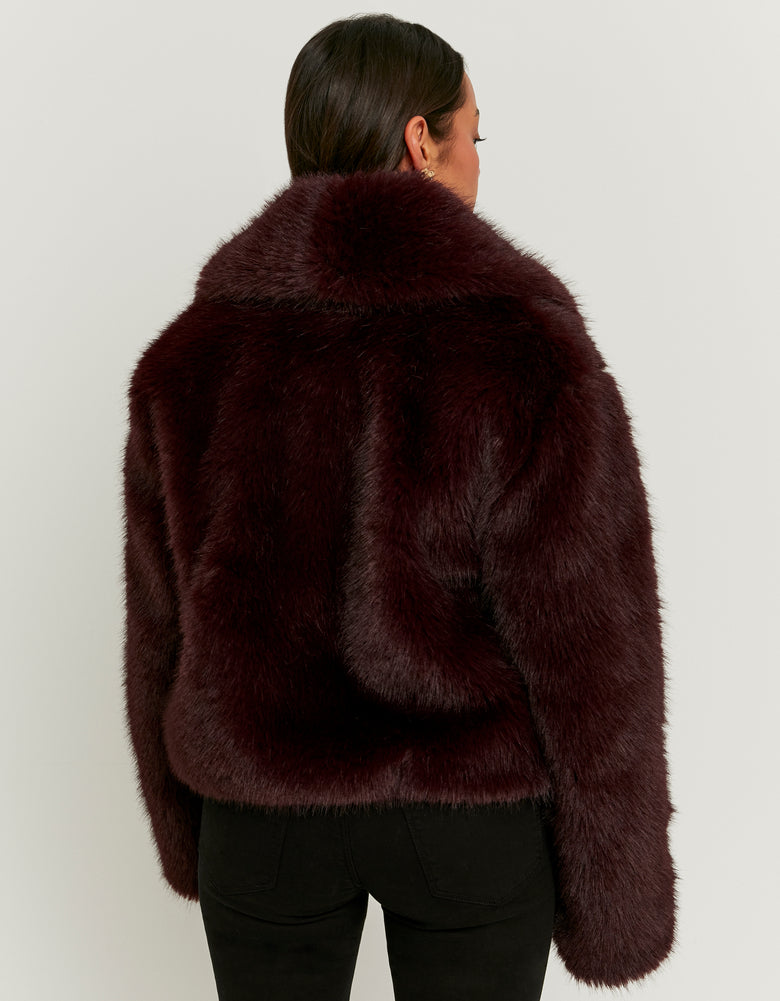 Faux Fur Jacket | Bordeau