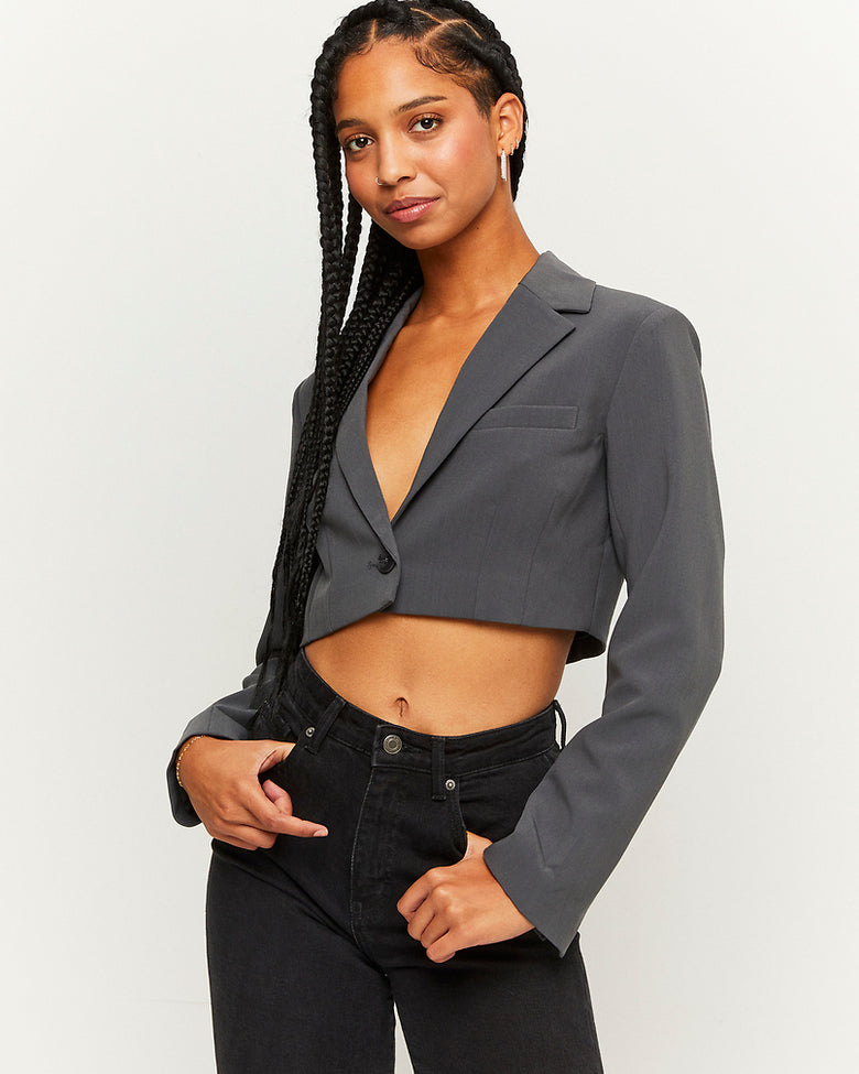 Cropped Blazer | Grey