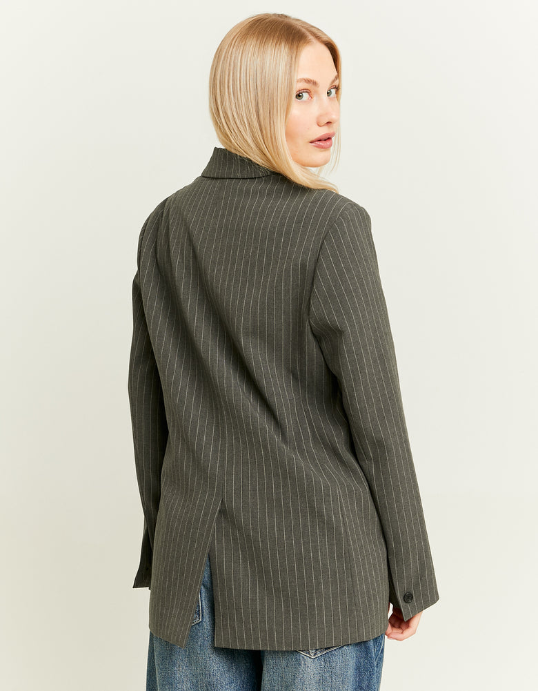 Pinstripe Double Breasted Blazer | Grey Striped