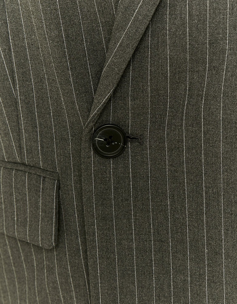 Pinstripe Double Breasted Blazer | Grey Striped