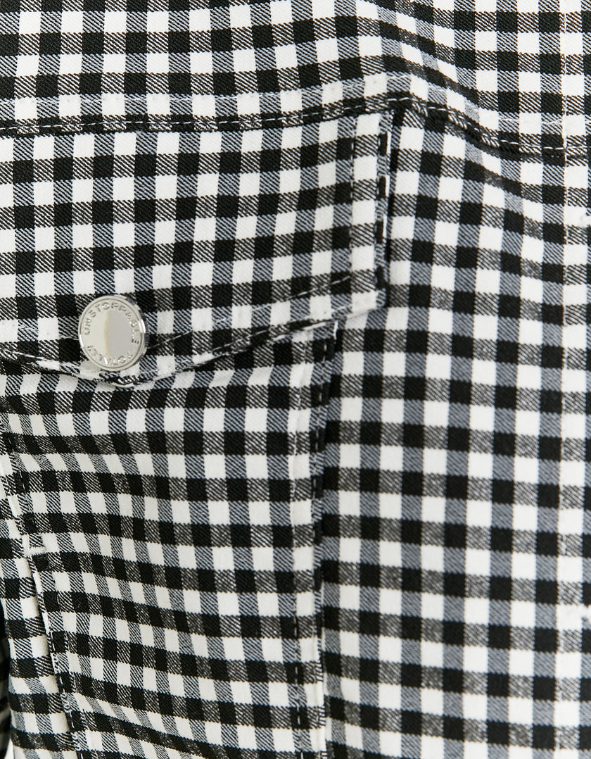 Cropped Vichy Trucker Jacket | Black-White