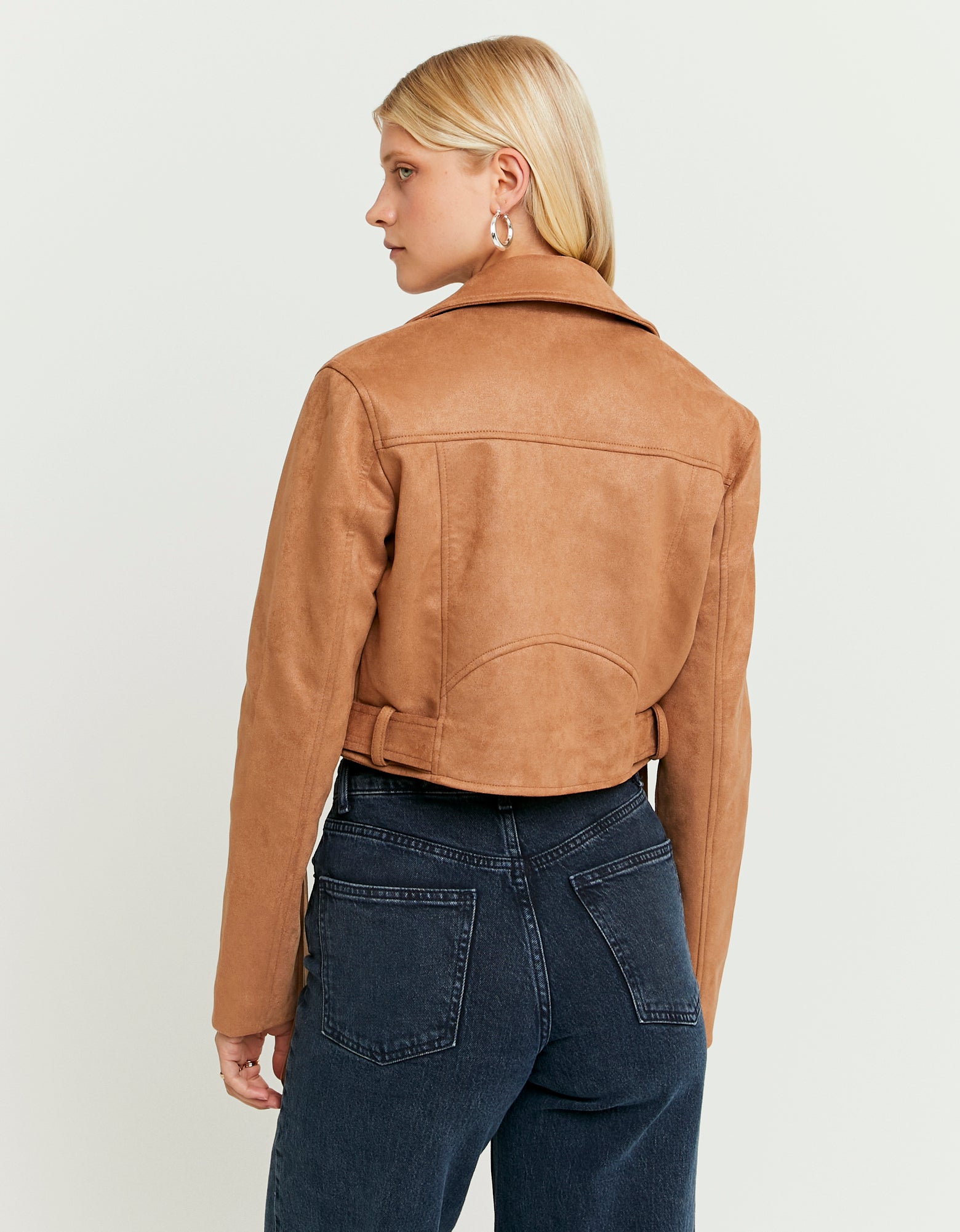 Suede Biker Jacket | Kamel