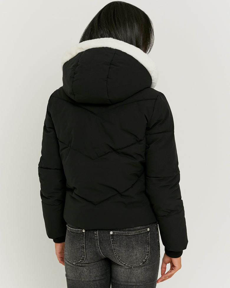 Puffed Jacket with Fur | Black
