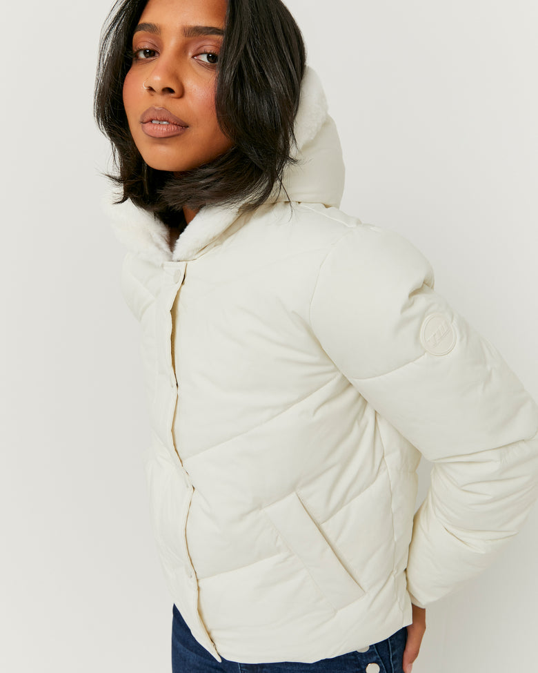 Puffed Jacket with Fur | Off White