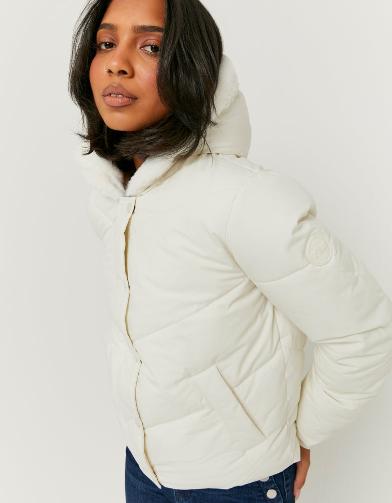 Puffed Jacket with Fur | Off White