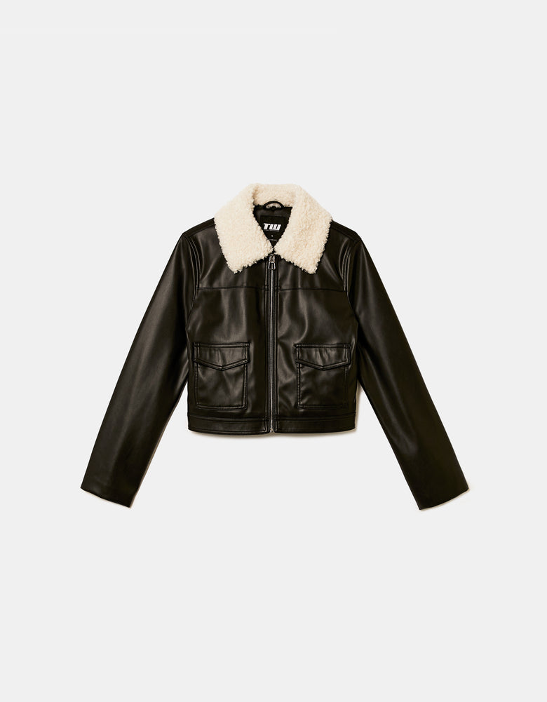 Jacket With Faux Fur Collar | Black