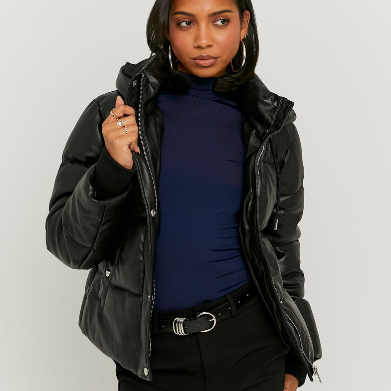 Puffed Leather Jacket | Black