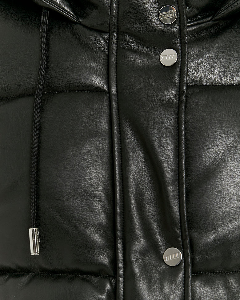 Puffed Leather Jacket | Black
