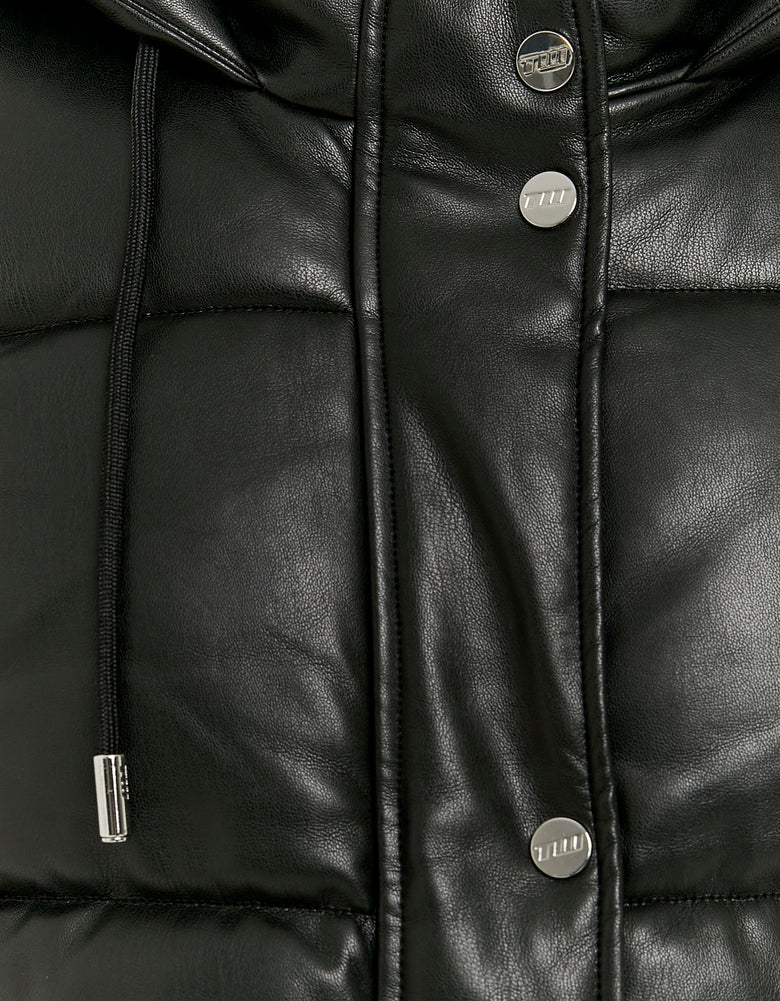 Puffed Leather Jacket | Black
