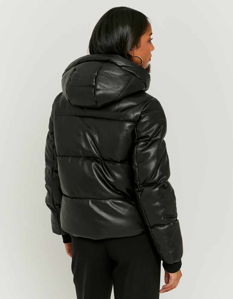 Puffed Leather Jacket | Black