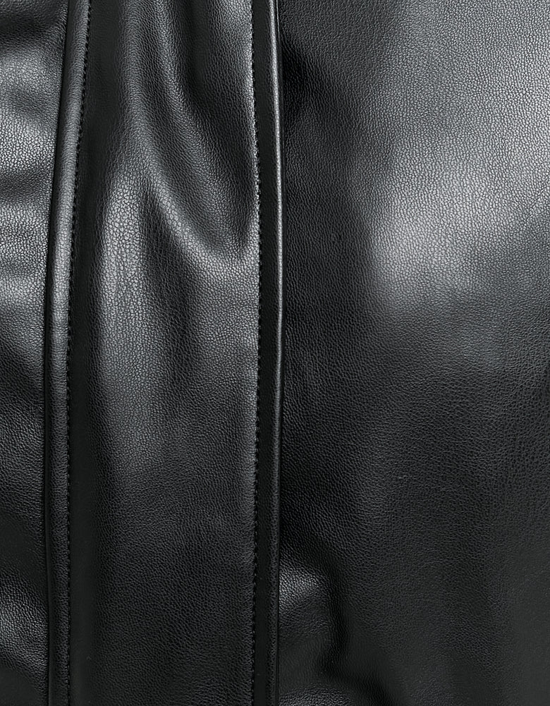 Faux Leather Bomber Jacket | Black