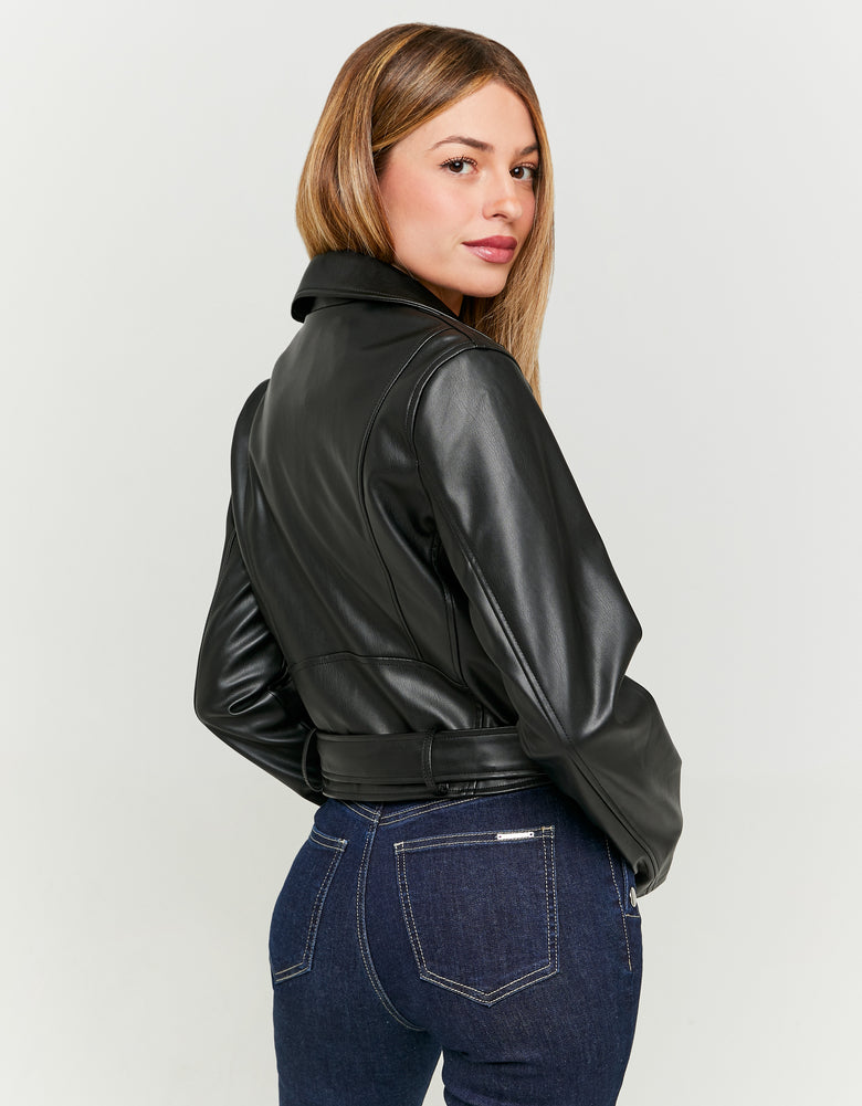 Faux Leather Biker Jacket | Black
