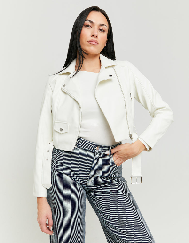 Faux Leather Biker Jacket | Off White