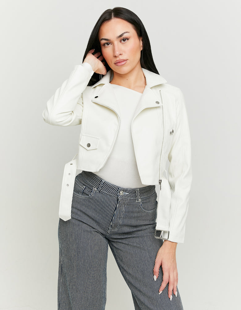 Faux Leather Biker Jacket | Off White