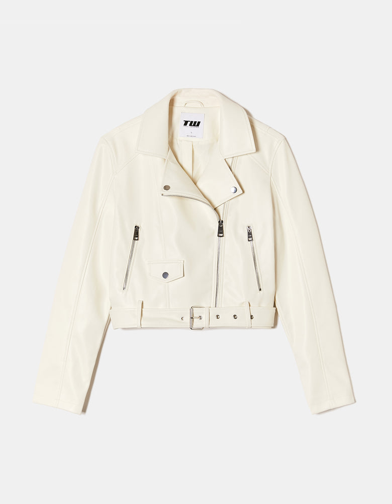 Faux Leather Biker Jacket | Off White