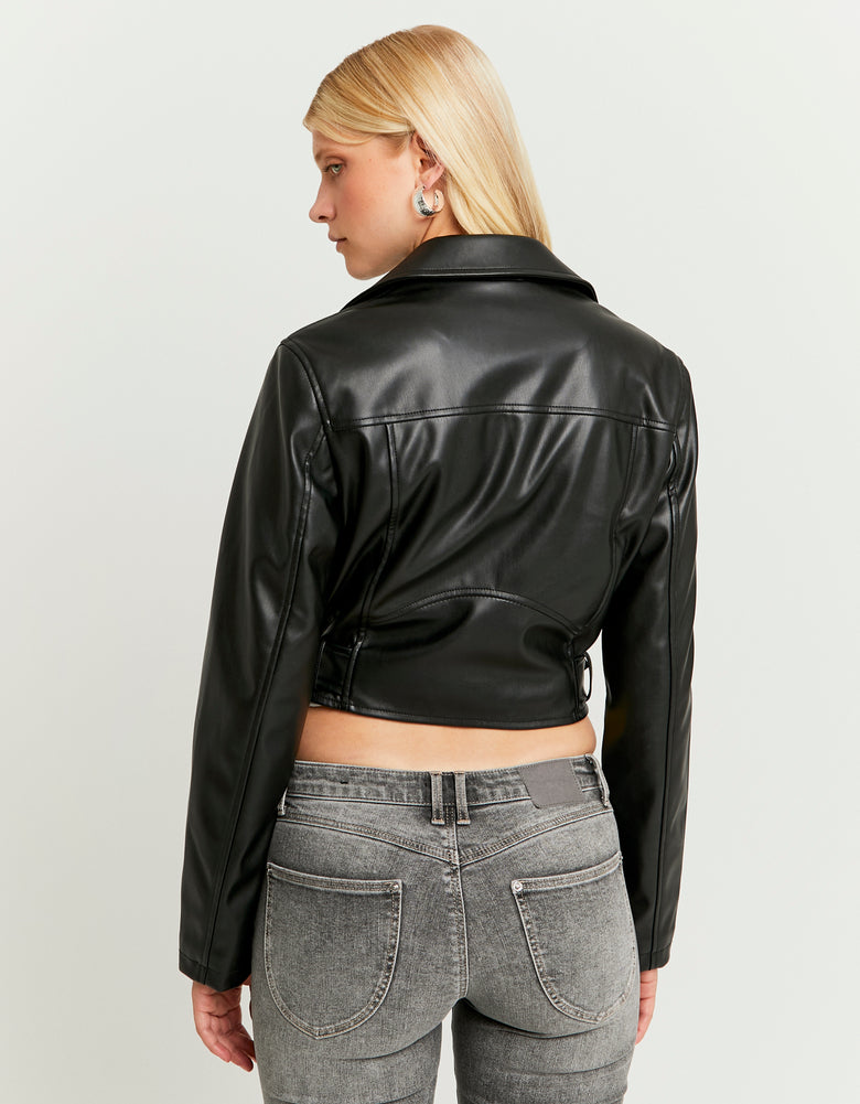 Faux Leather Biker Jacket | Black