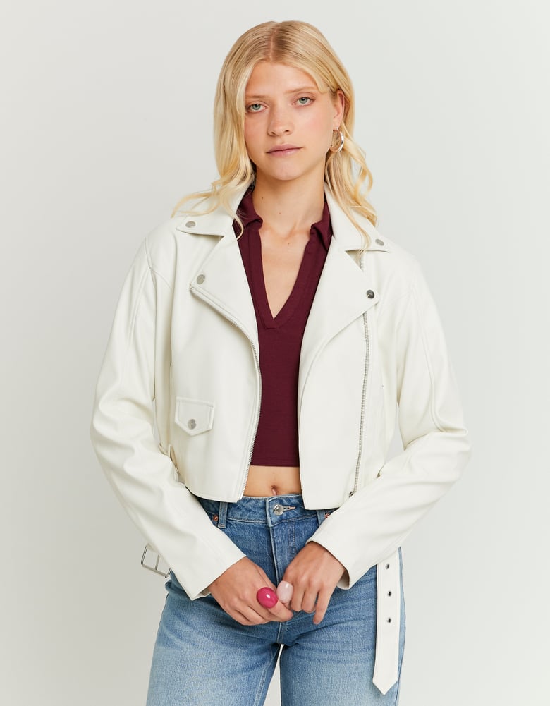 Faux Leather Biker Jacket | Off White