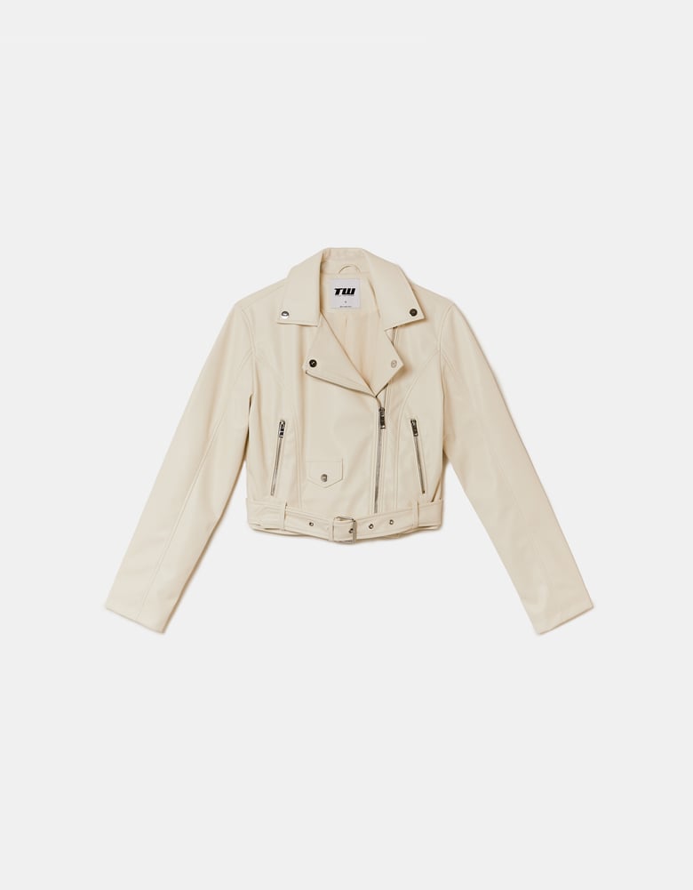 Faux Leather Biker Jacket | Off White