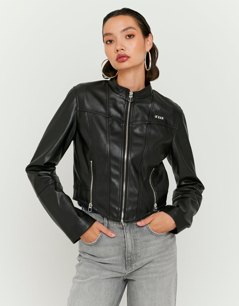 Cropped Biker Jacket | Black