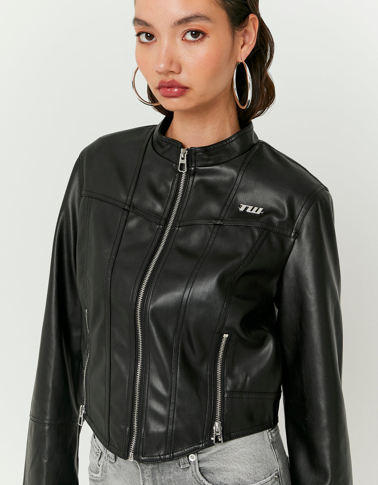Cropped Biker Jacket | Black