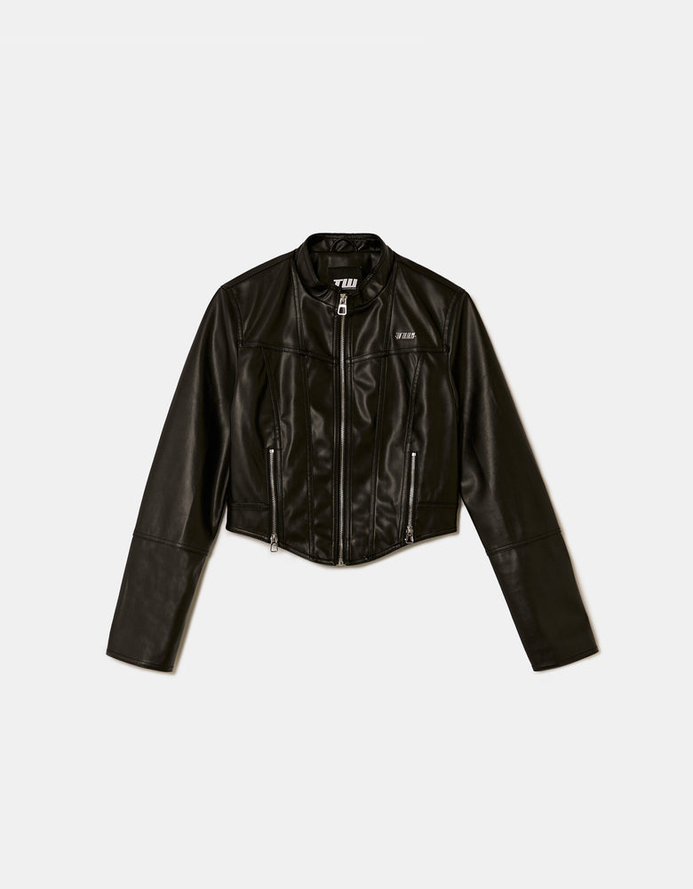 Cropped Biker Jacket | Black