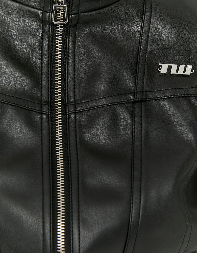 Cropped Biker Jacket | Black