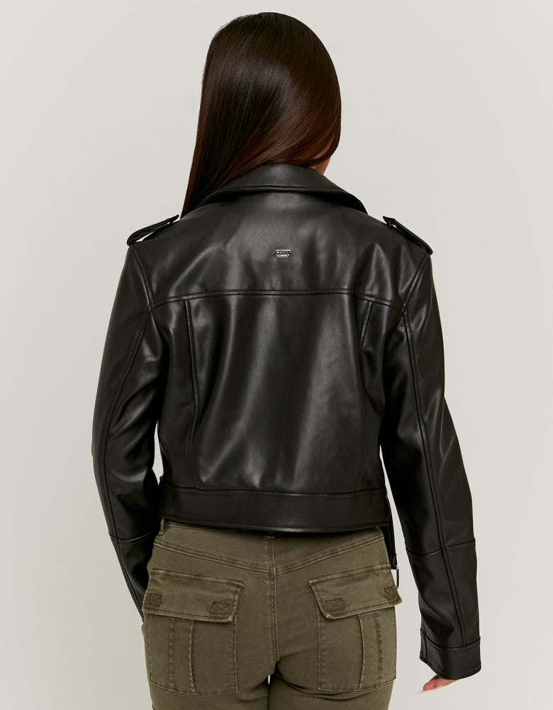 Faux Leather Biker Jacket | Black