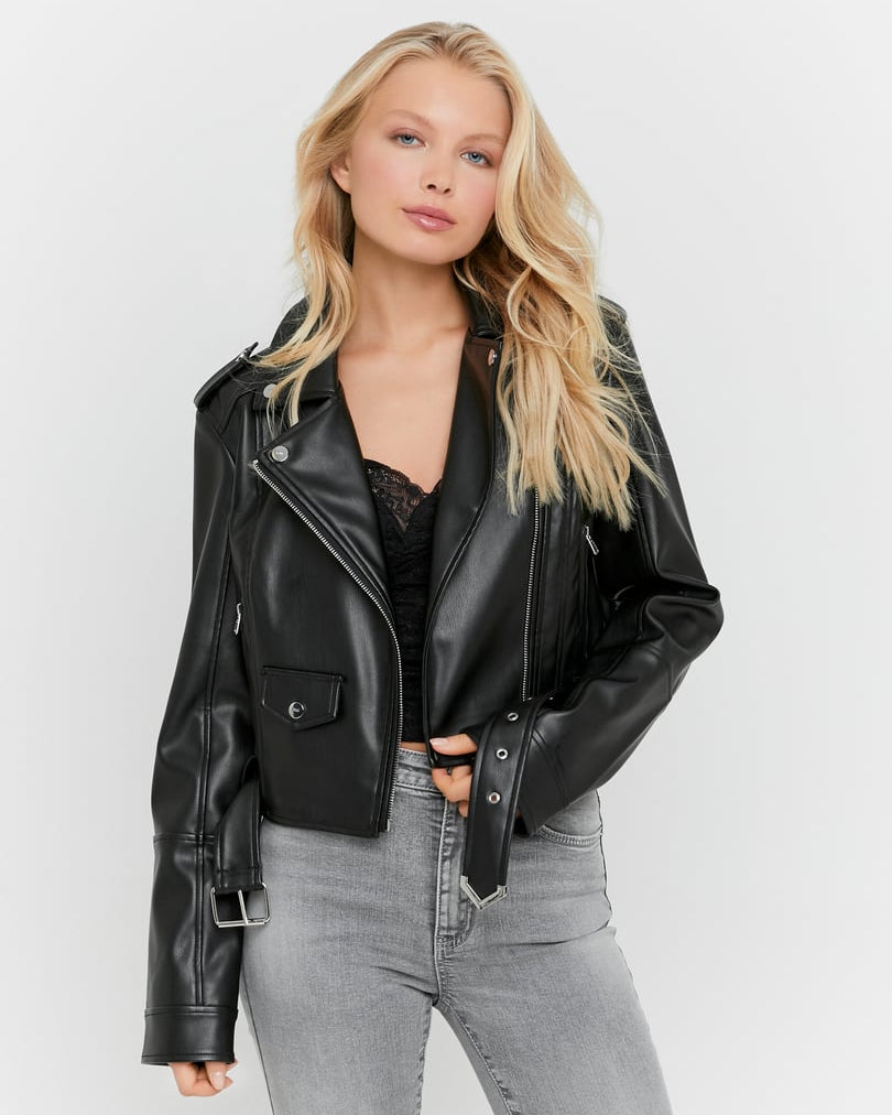 Faux Leather Biker Jacket | Black