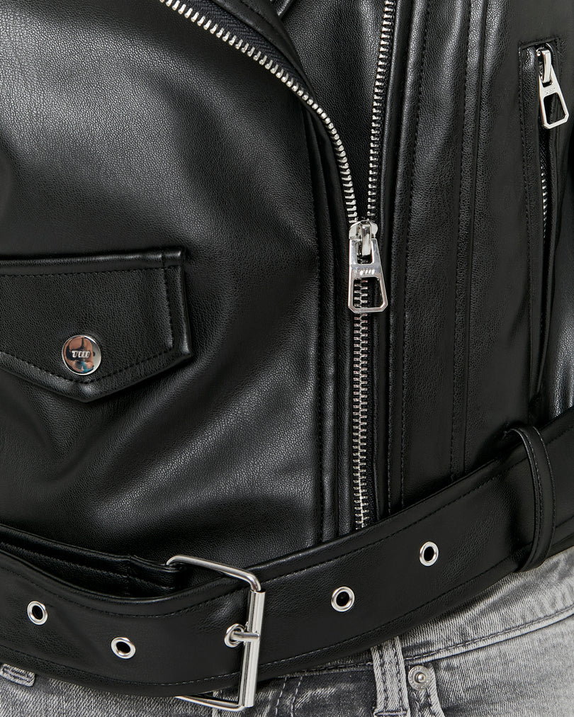 Faux Leather Biker Jacket | Black