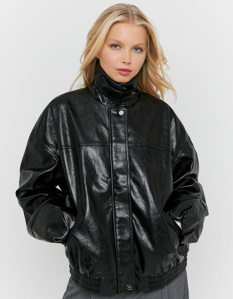 Faux Leather Jacket | Black