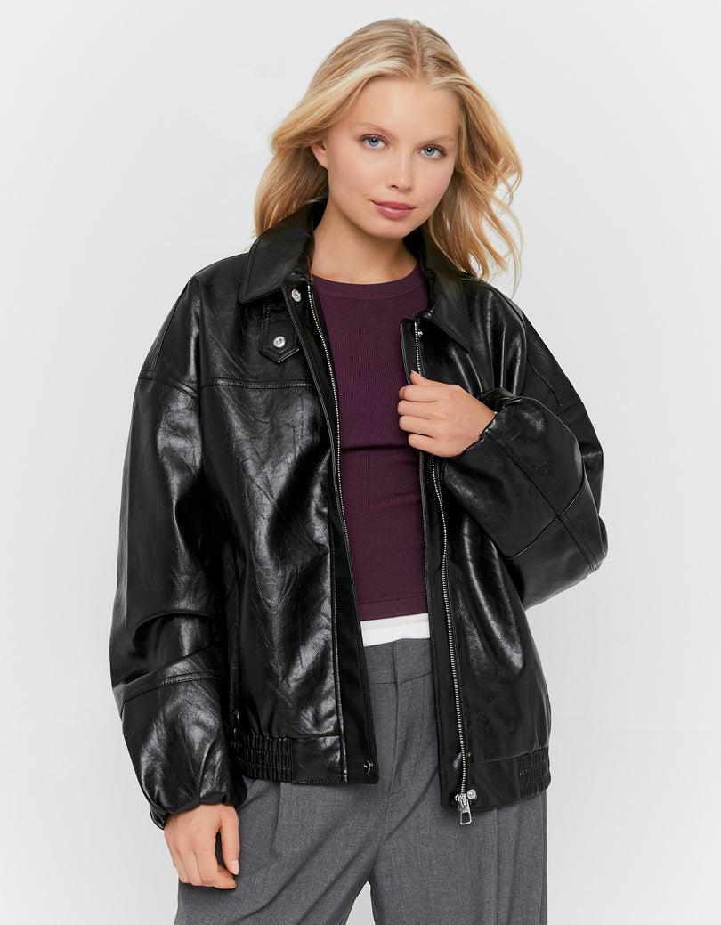 Faux Leather Jacket | Black