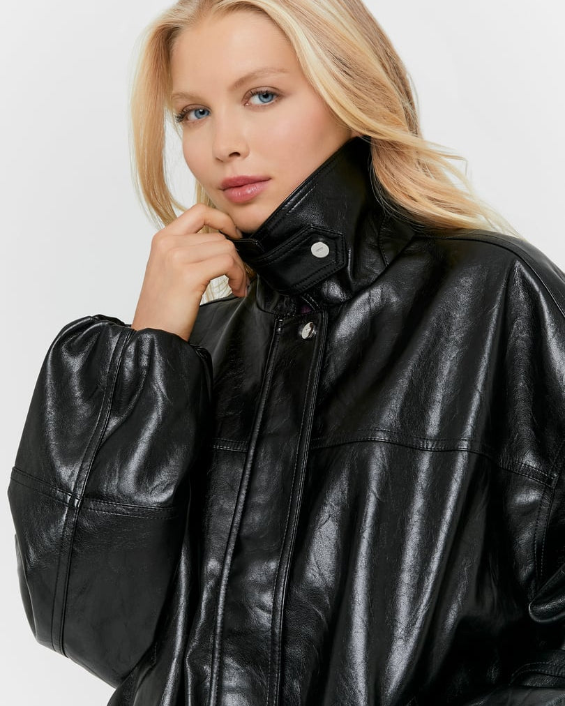 Faux Leather Jacket | Black