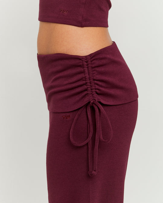 Mid Waist Flare Pant | Bordeau