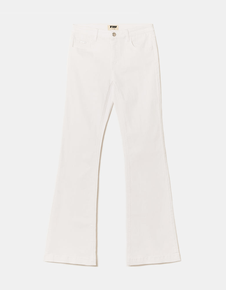 Mid Waist Bootcut Jeans | White