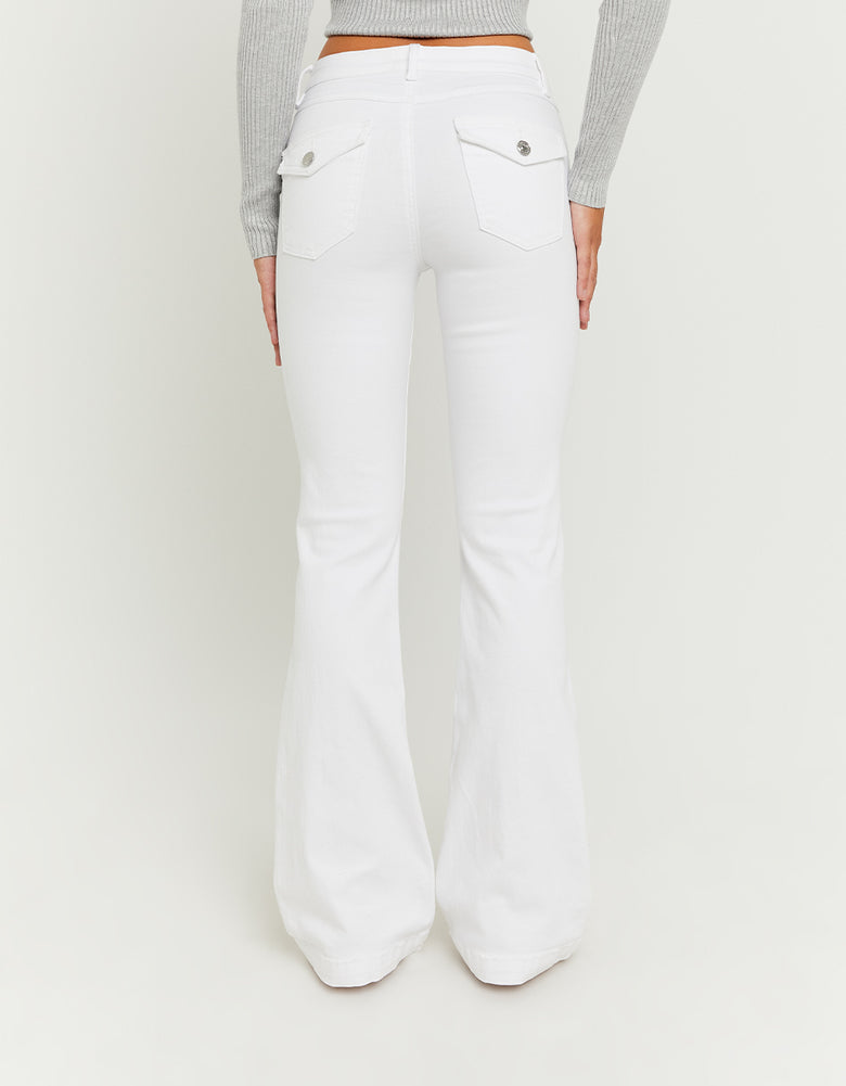 Mid Waist Bootcut Jeans | White