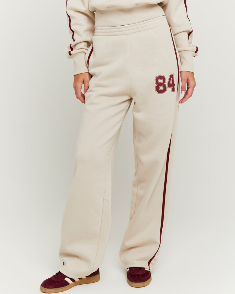 Stripped Jogger with Print | Beige