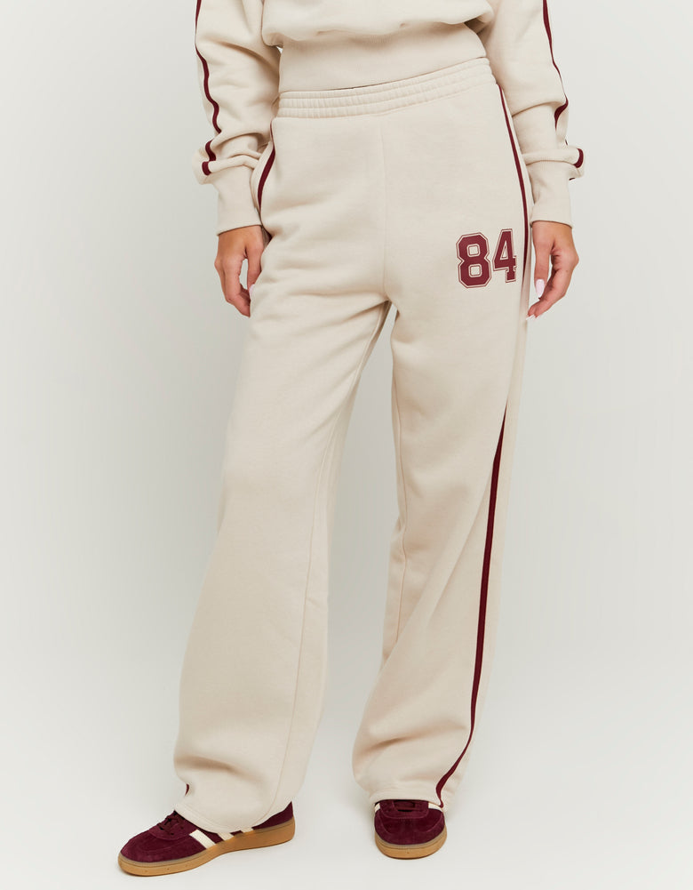 Stripped Jogger with Print | Beige