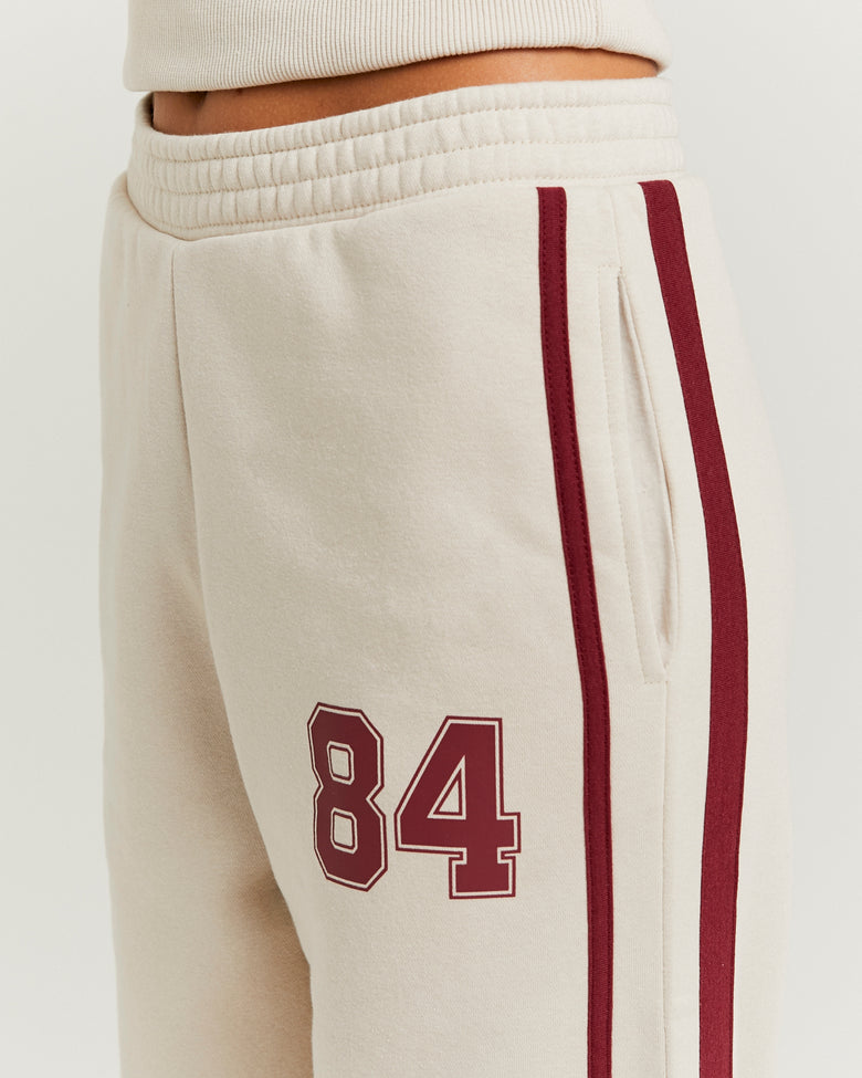 Stripped Jogger with Print | Beige