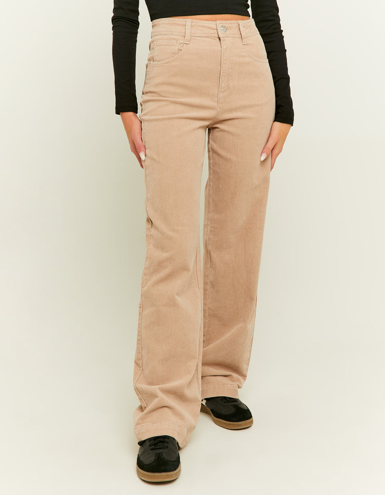 Corduroy Wide Leg Pant | Beige