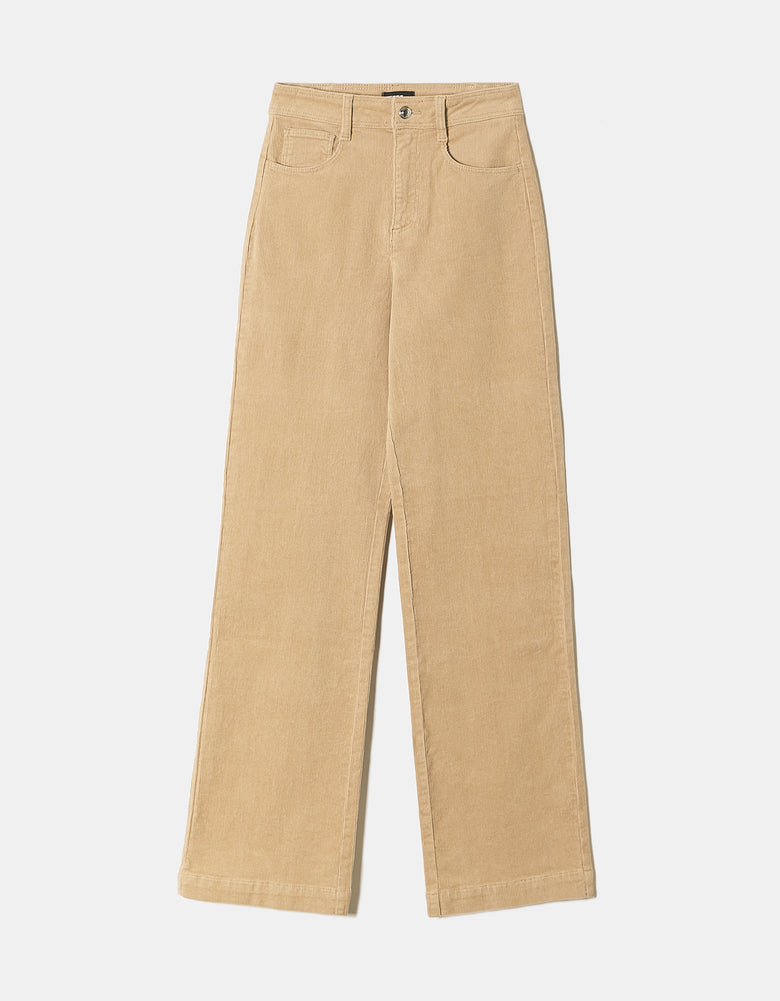 Corduroy Wide Leg Pant | Beige