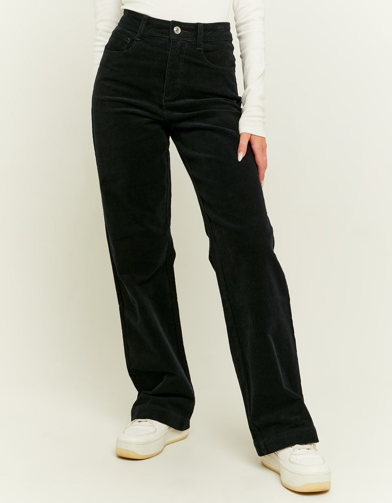 Corduroy Wide Leg Pant | Black
