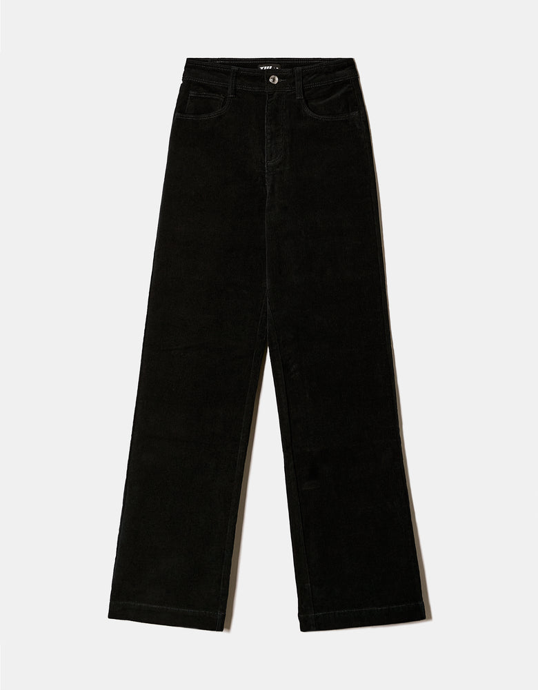 Corduroy Wide Leg Pant | Black