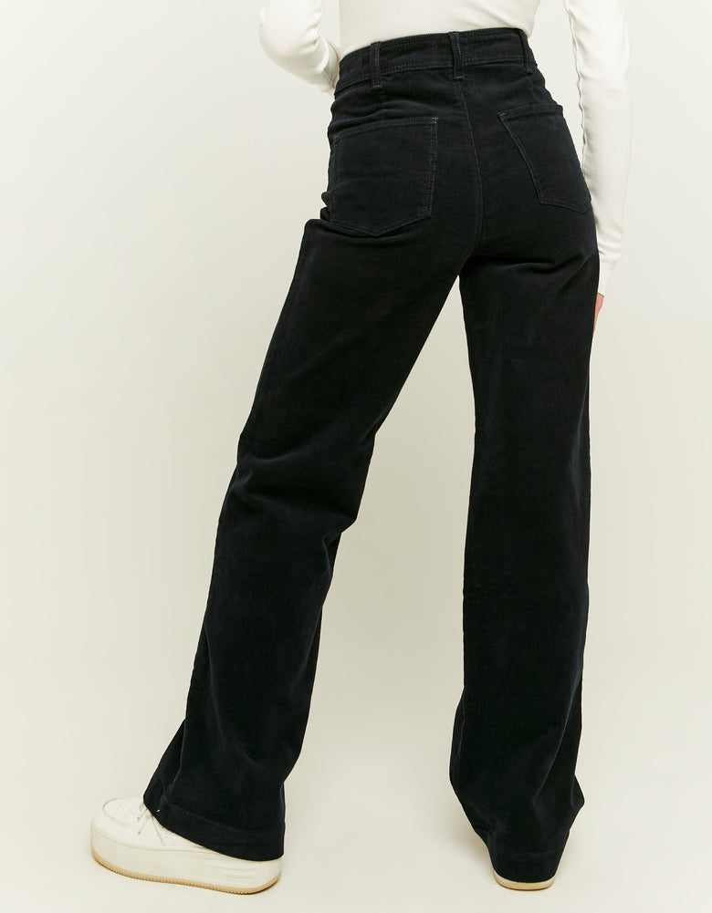 Corduroy Wide Leg Pant | Black