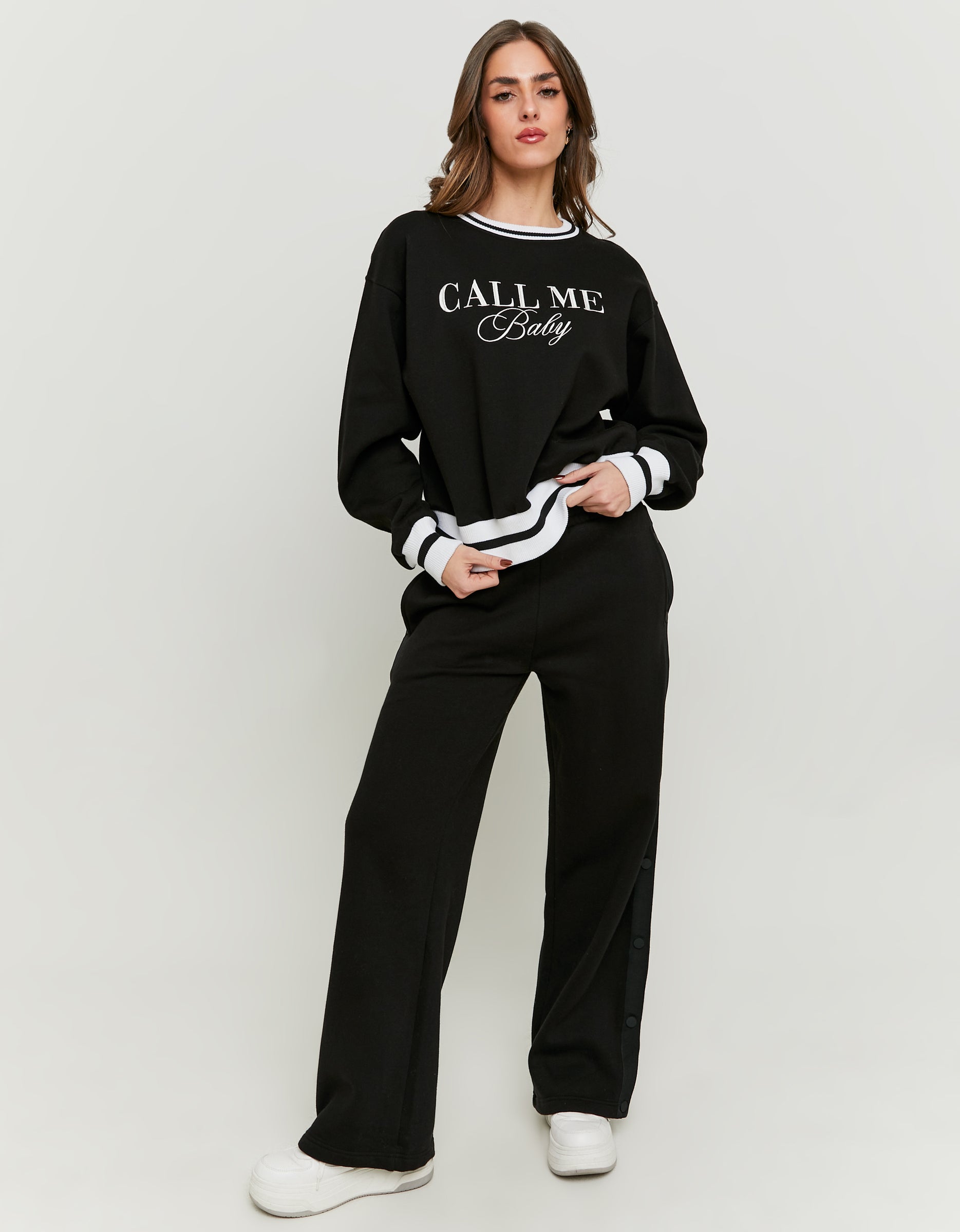 Wide Leg Joggers Trousers | Black