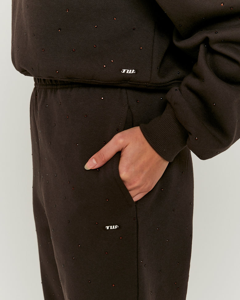 Jogger with Rhinestones | Brown