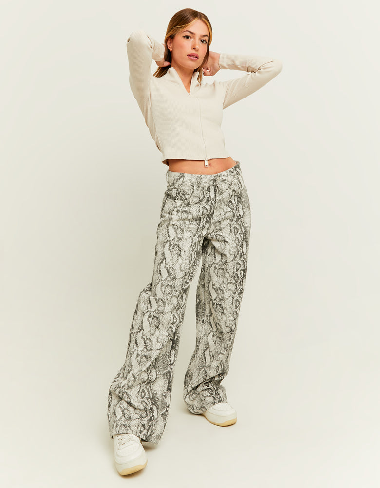 Snake Print Wide Leg Jeans | Snake Print