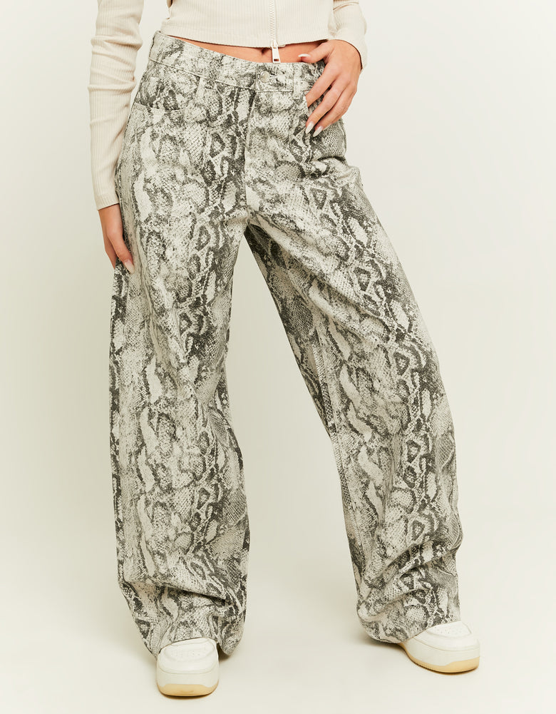 Snake Print Wide Leg Jeans | Snake Print